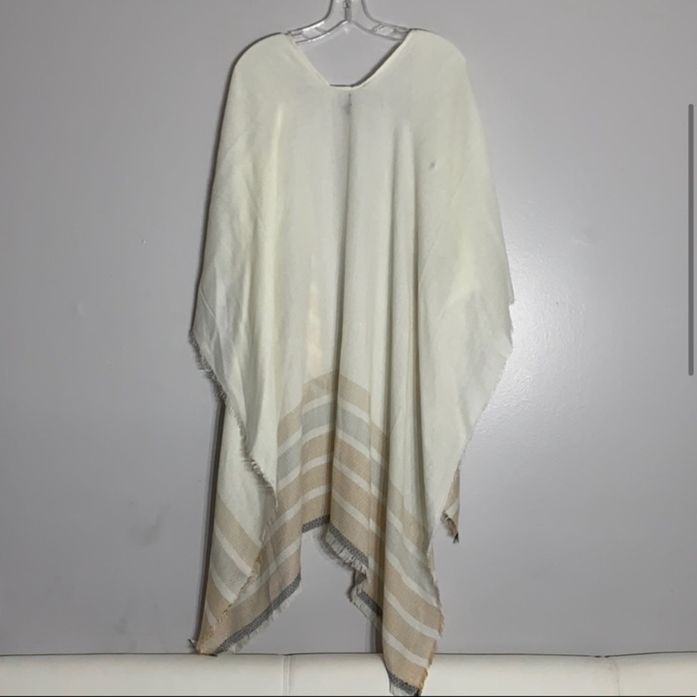 Echo Cream Stripe Open Style Fray Shawl One Size … - image 3